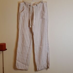 Elan white cream stripe Beachy Boho oversized linen pants size Small